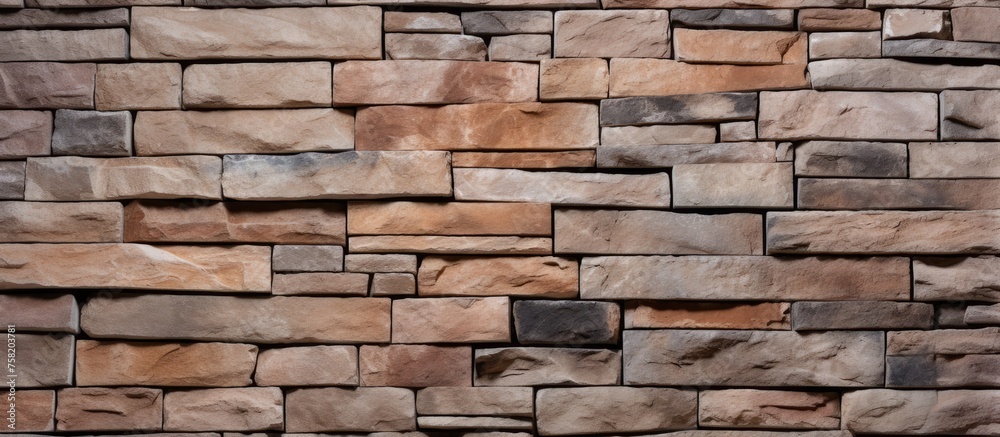 Fototapeta premium Textures of Earth: Intricate Stone Wall with Rustic Brown Pattern and Weathered Surface