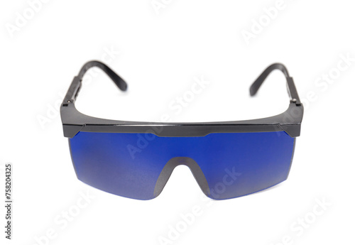 Safety glasses for cosmetologists, doctors to work with laser, isolated on a white background