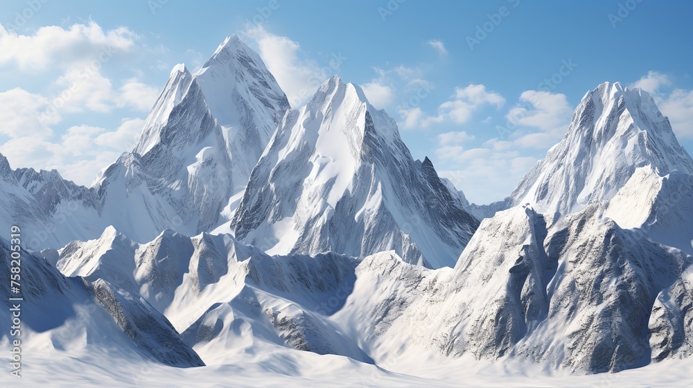 Fototapeta premium Majestic Mountain Peaks with Snow-Capped Summits