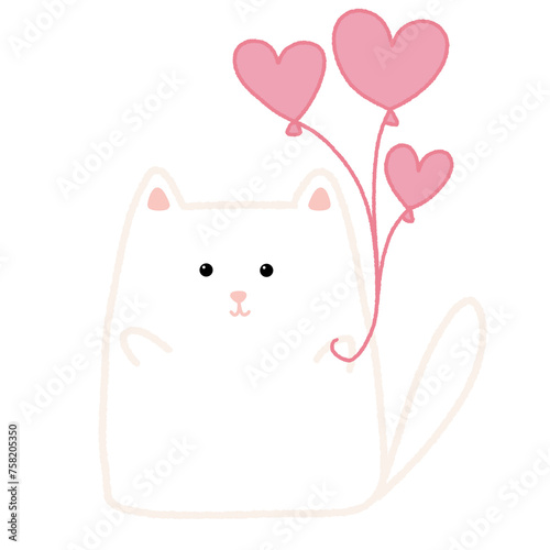 Cute white cat with heart