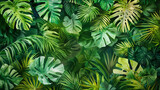 Tropical Leaf Pattern, Green Foliage Texture, Vibrant Botanical Background
