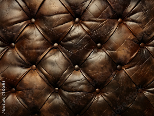 Vintage Leather Texture, Elegant Brown Tufted Material, Luxury Background