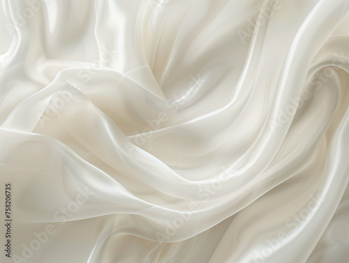 Cream Silk Fabric, Smooth Elegant Drapery, Luxurious Background
