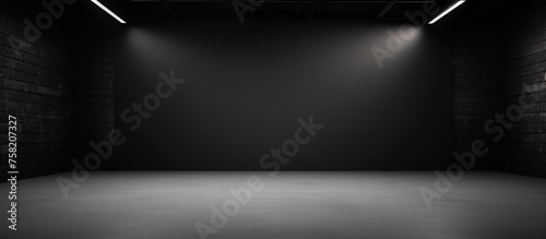 Empty black gradient studio room for product advertising. photo