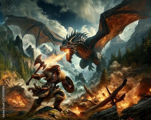 landscape with dragon and barbarian.