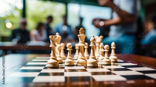 People Playing Chess with Wooden Pieces 