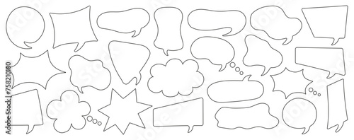 Set of comic speech bubbles. White dialog bubbles on transparent background. Comic speech explosions. Editable stroke	