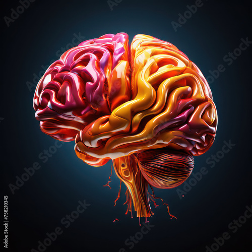 brain with artificial intelligence connected to technology with circuits and cables
