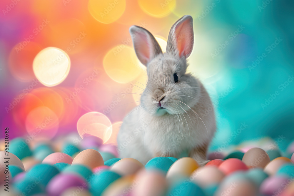 Adorable Rabbit Portrait on Abstract Canvas Adorable Rabbit Portrait on Abstract Canvas