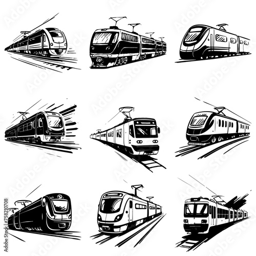 Minimalistische Monochrome Schwarze Züge: Vektorgrafik Illustrationen