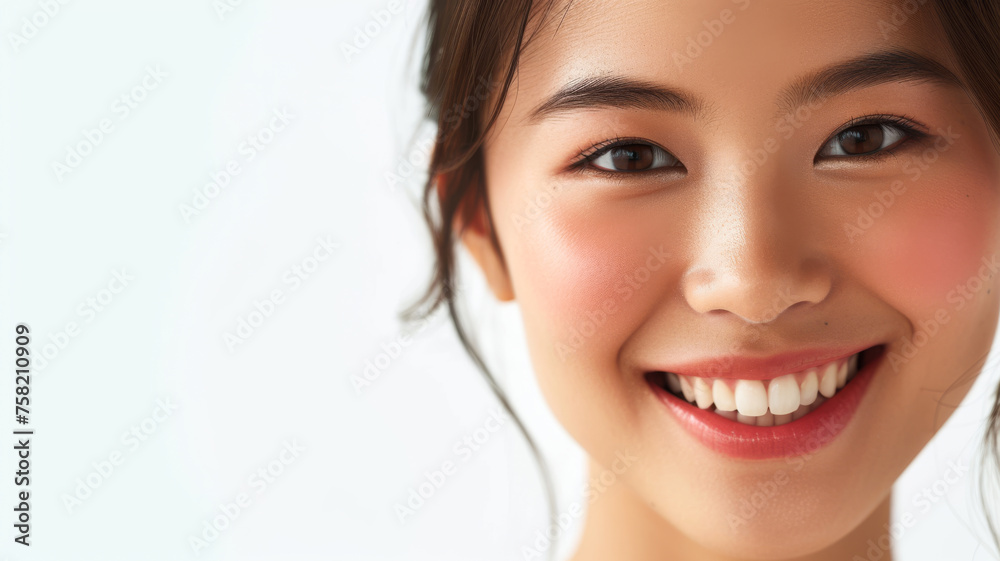 Positive Asian Female Portrait on Clean White Background Positive Asian Female Portrait on Clean White Background
