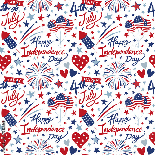 Seamless Pattern flag and heart design
