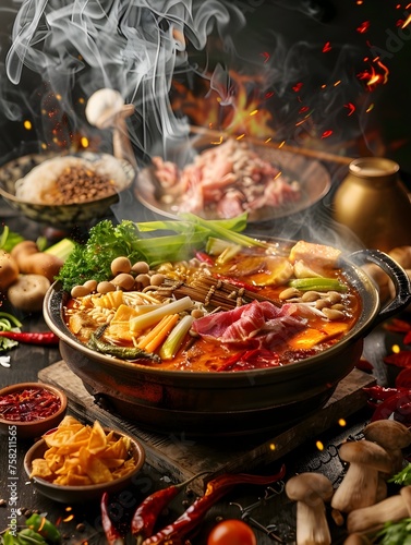 Spicy Mala Hotpot Adventure - A Colorful Feast of Chinese Cuisine photo