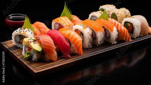 Sushi for marketing promote on black background