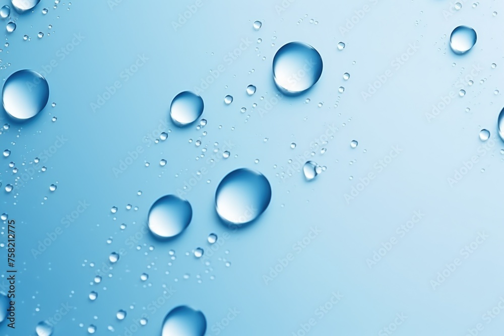 Water droplets on a blue background, suitable for various design projects