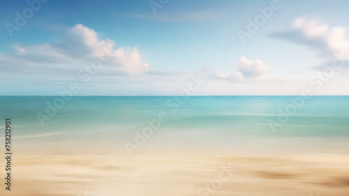 blurred sea beach background  background for product presentation  sunlight  wave  sand  sky Generative AI