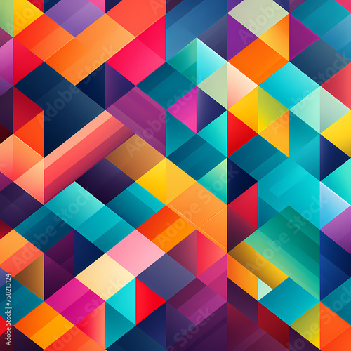 Abstract geometric patterns in vibrant colors.