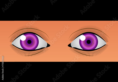 Persona de ojos, morados violetas fucsias con burka observando 