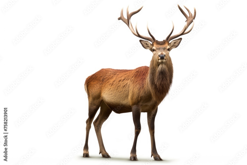 A powerful deer with impressive antlers, suitable for various projects - obrazy, fototapety, plakaty 