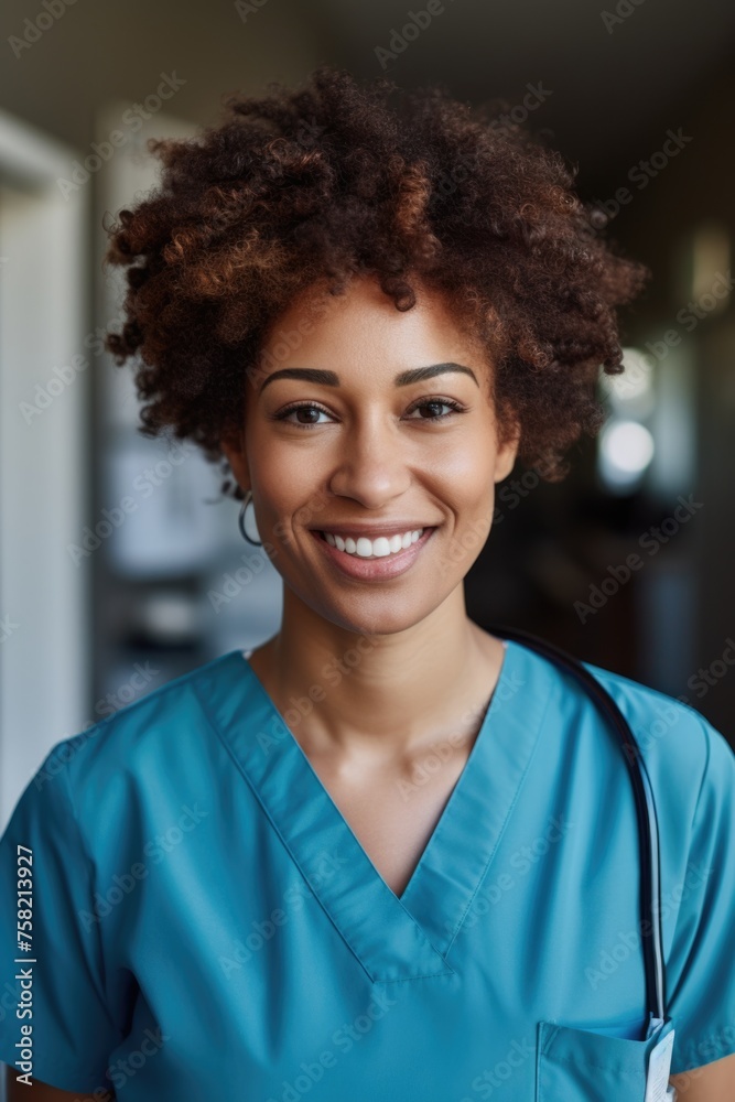 A woman holding a stethoscope, suitable for medical concepts