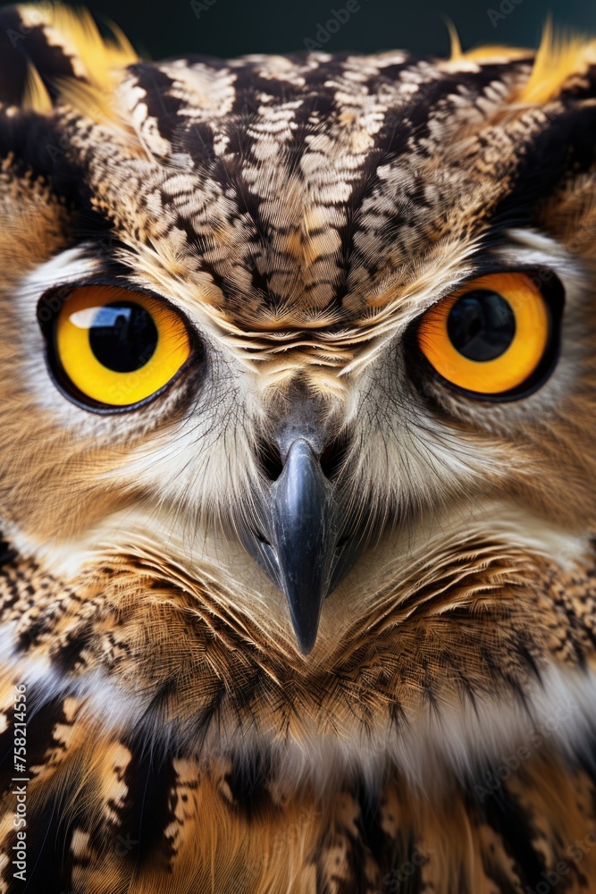 Close-up of an owl's face. Suitable for nature and wildlife themes Close-up of an owl's face. Suitable for nature and wildlife themes