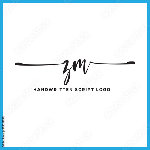 ZM initials Handwriting signature logo. ZM Hand drawn Calligraphy lettering Vector. ZM letter real estate, beauty, photography letter logo design.
 photo