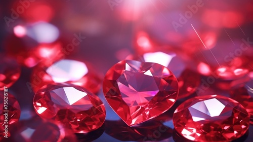 A bunch of red diamonds on a table, suitable for luxury and jewelry concepts
