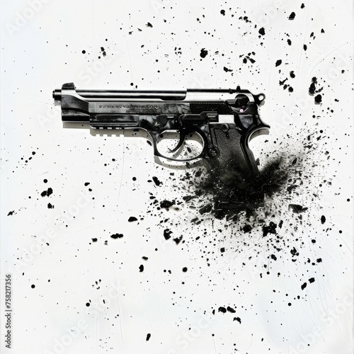 Black and White Photo of a Gun