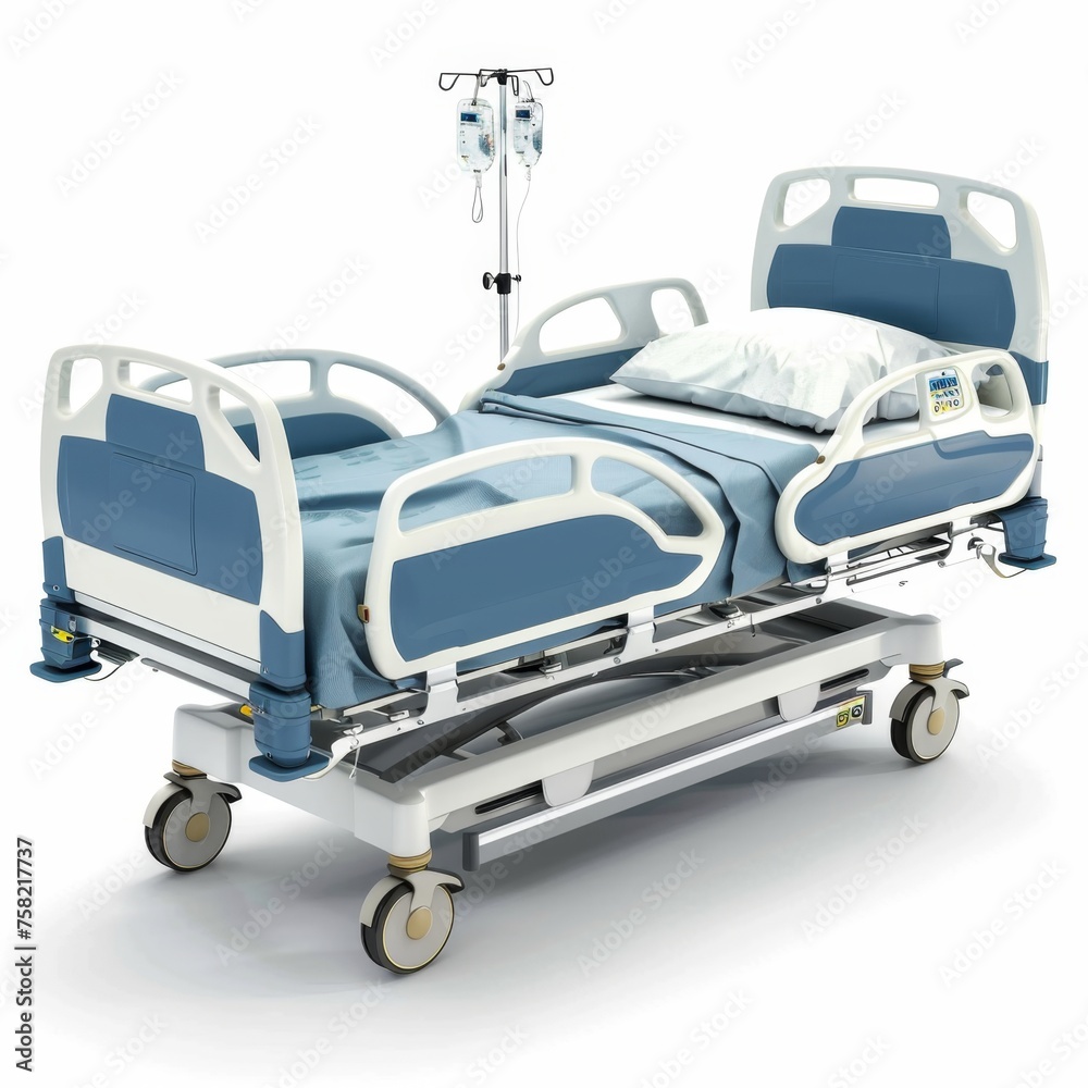 Hospital Bed With Wheels and Rails Hospital Bed With Wheels and Rails