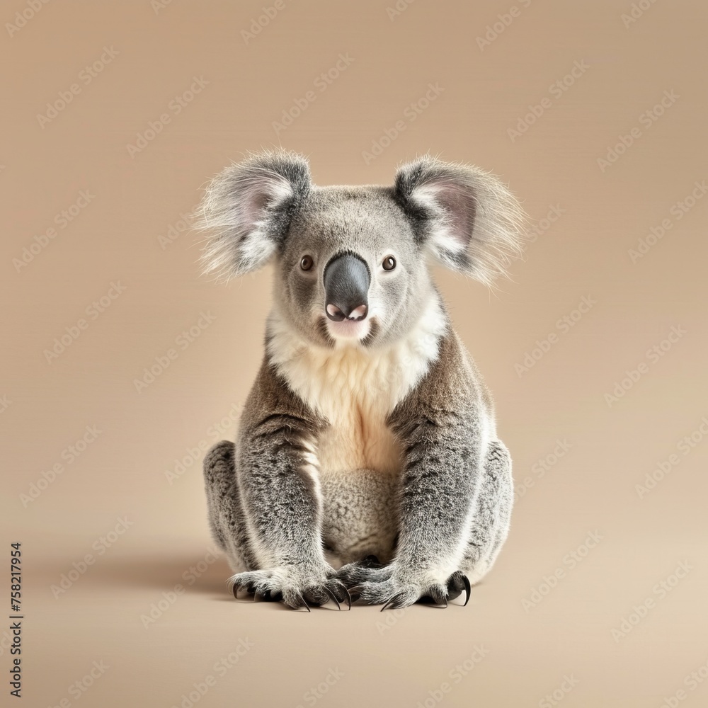 Obraz premium Koala Sitting on Beige Background