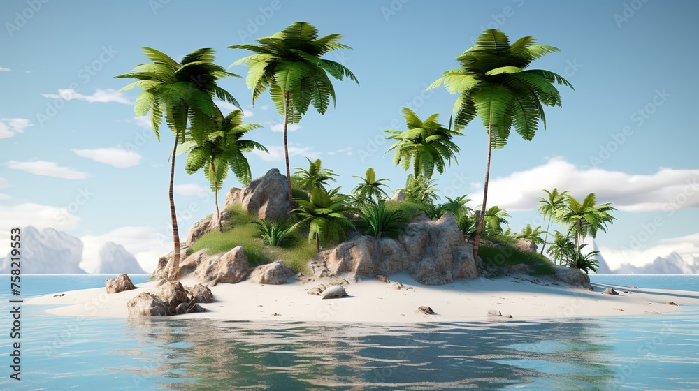 Picturesque palm island, cut out, 8K resolution.

 - obrazy, fototapety, plakaty 
