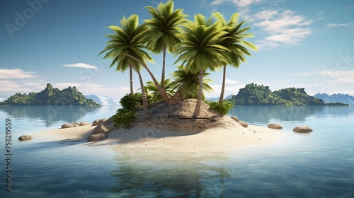 Picturesque palm island  cut out  8K resolution.  