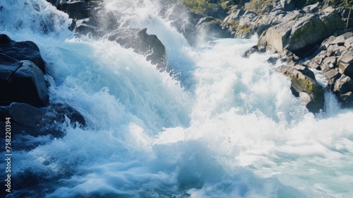 A man surfing on a wave in a river. Suitable for outdoor sports and adventure concepts