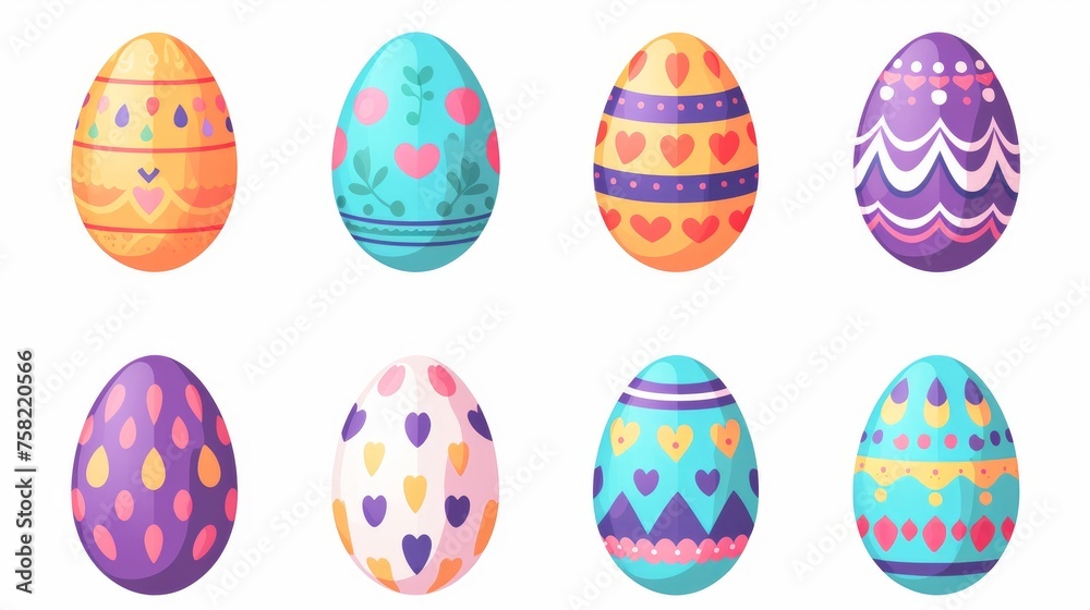 easter colorful eggs banner on white background