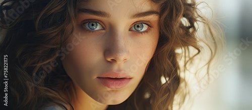 Serene young woman with flo...