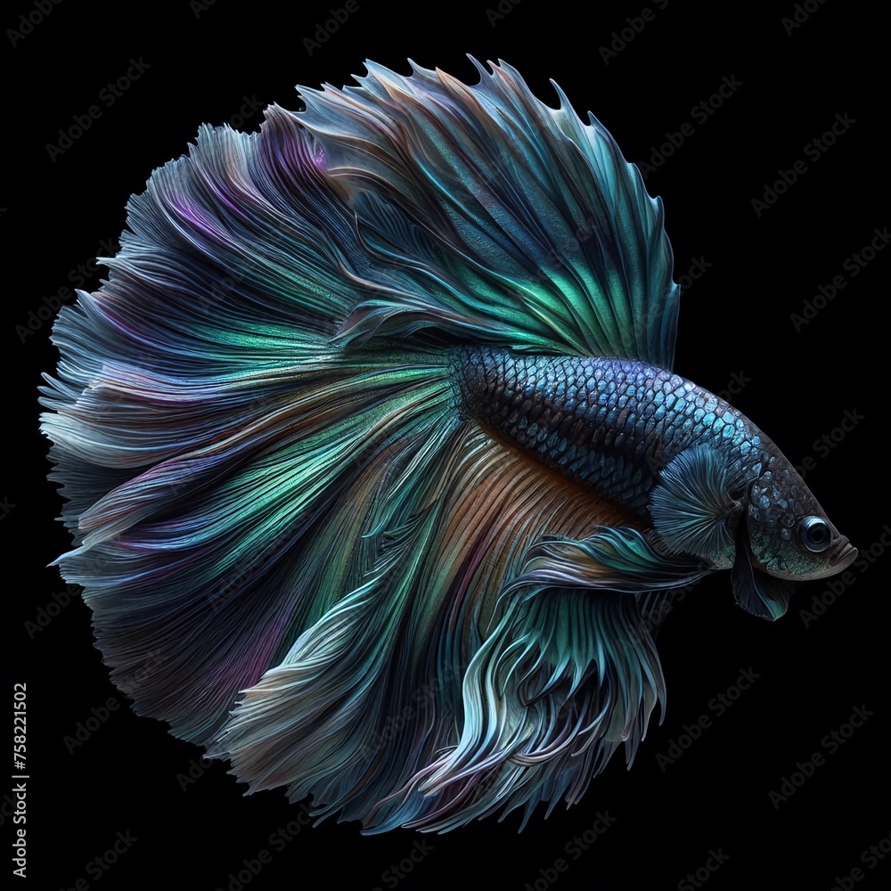 Multicolored exotic betta fish with blue green scales Multicolored exotic betta fish with blue green scales