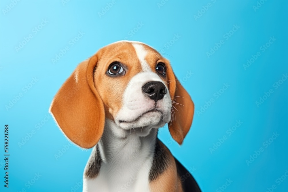 A beagle dog with a sad expression on his face. Suitable for pet-related designs