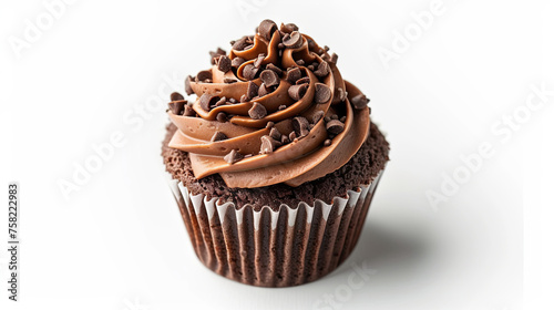 Chocolate cupcake isolated on white background 