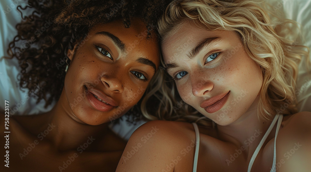 A loving beautiful mixed-race lesbian couple A loving beautiful mixed-race lesbian couple