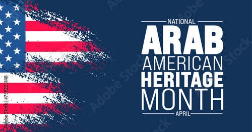 April is Arab American Heritage Month background template. Holiday concept. use to background, banner, placard, card, and poster design template with text inscription and standard color. vector