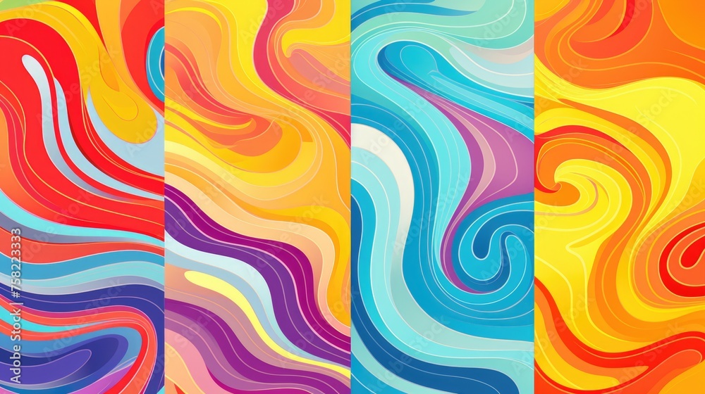 Four different colored swirl patterns for various design projects