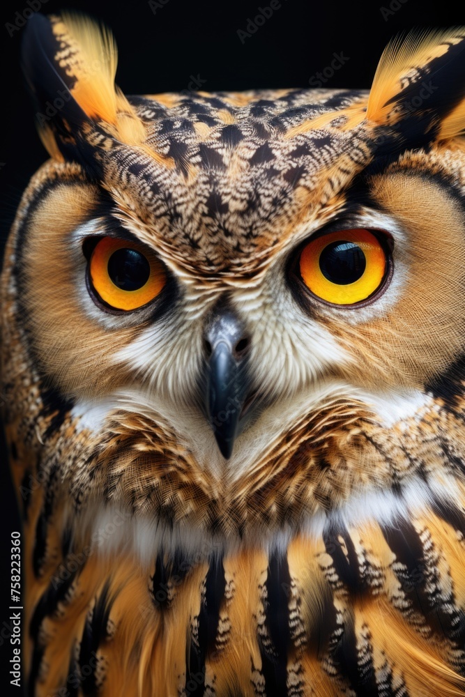 A detailed image of an owl with striking yellow eyes, perfect for nature and wildlife themes A detailed image of an owl with striking yellow eyes, perfect for nature and wildlife themes