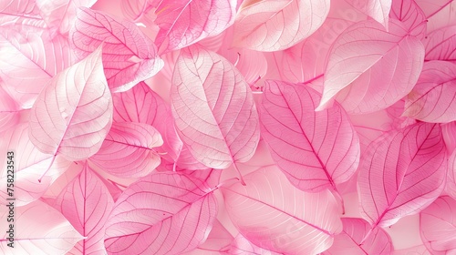 Delicate pink leaf skeleton texture background ideal for creative design projects. © Ilja