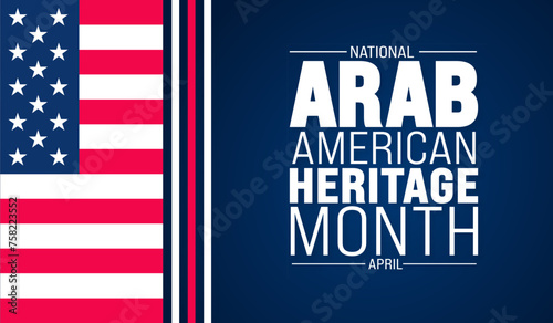 April is Arab American Heritage Month background template. Holiday concept. use to background, banner, placard, card, and poster design template with text inscription and standard color. vector
