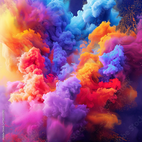 Explosion of vibrant colors. Image made by artificial intelligence. 