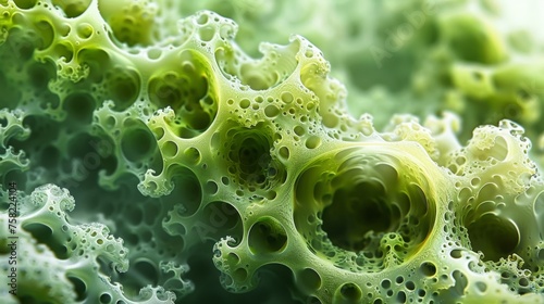  a close up of a green plant with bubbles of water on the top of the plant and on the bottom of the plant.