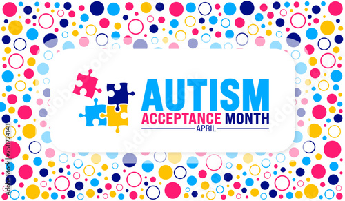 April is Autism Acceptance Month background template. Holiday concept. use to background, banner, placard, card, and poster design template with text inscription and standard color. vector