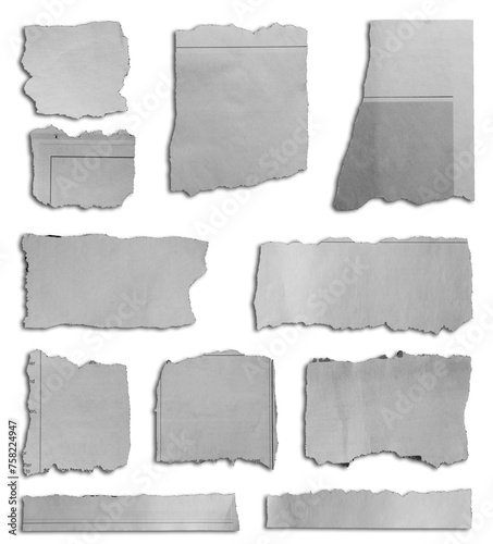 Eleven pieces of torn paper on white background  © Stillfx