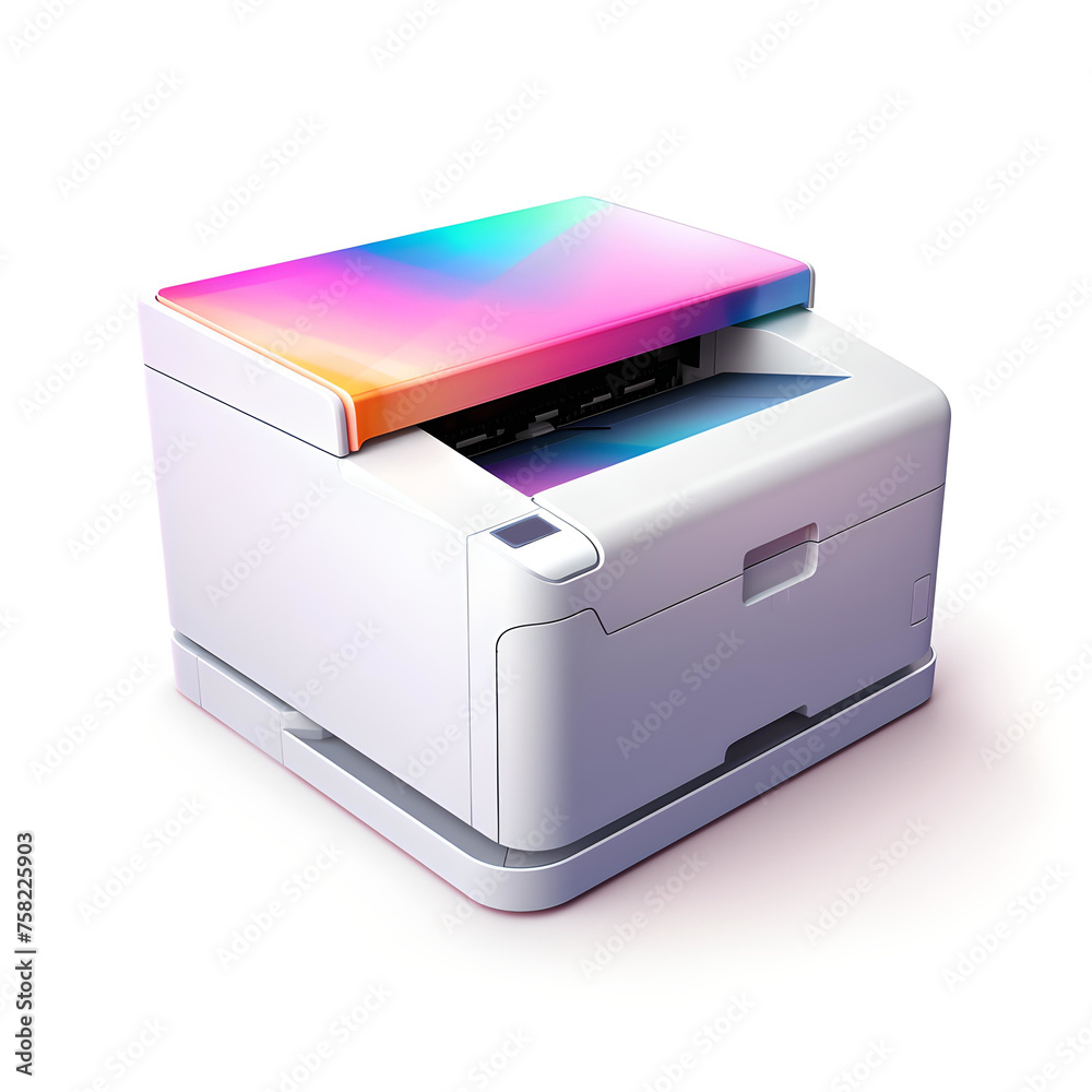 Modern color printer on white background Modern color printer on white background