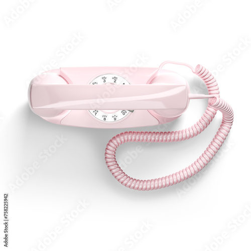 Top up view realistic old phone isolated on plain background , useful for element designs.